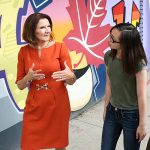 Dean Cristina Amon with students