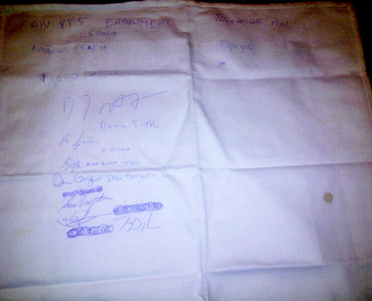 Civil Engineering Class of 8TS Legacy Award napkin with signatures